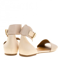 Pre Owned Chloe Two Tone Leather Ankle Cuff Flat Sandals Size 41