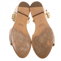 Pre Owned Chloe Two Tone Leather Ankle Cuff Flat Sandals Size 41