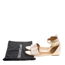 Pre Owned Chloe Two Tone Leather Ankle Cuff Flat Sandals Size 41