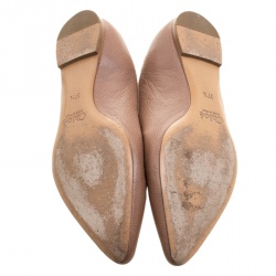 Pre Owned Chloe Beige Leather Pointed Toe Ballet Flats Size 37.5