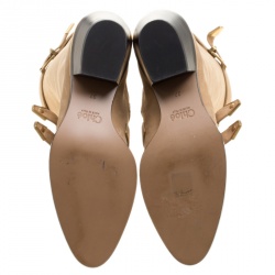 Pre Owned Chloe Beige Leather Susanna Buckle Detail Boots Size 37