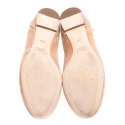 Pre Owned Chloe Beige Velvet Heaven Ankle Strap Flats Size 36.5