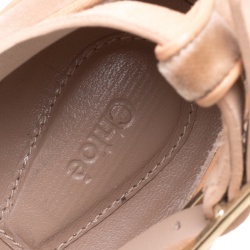 Pre Owned Chloe Beige Velvet Heaven Ankle Strap Flats Size 36.5