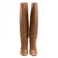 Chloe Brown Leather Knee High Boots Size 39