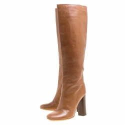 Chloe Brown Leather Knee High Boots Size 39