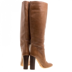 Chloe Brown Leather Knee High Boots Size 39