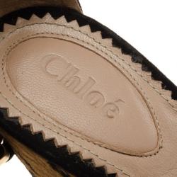 Pre Owned Chloe Suede & Pony Hair Ankle Strap Platform Wedges Size 38