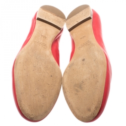 Chloe Red Leather Lauren Scalloped Ballet Flats Size 40.5