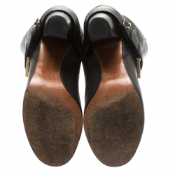 Pre Owned Chloe Black Leather Mid-Calf Buckle Boots Size 38.5