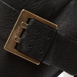 Pre Owned Chloe Black Leather Mid-Calf Buckle Boots Size 38.5