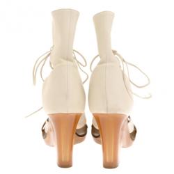 Pre Owned Chloe White Leather Gladiator Platform Sandals Size 39