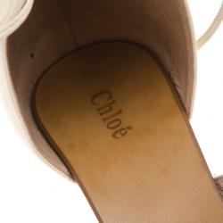 Pre Owned Chloe White Leather Gladiator Platform Sandals Size 39