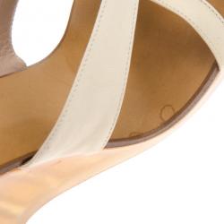 Pre Owned Chloe White Leather Gladiator Platform Sandals Size 39