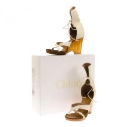 Pre Owned Chloe White Leather Gladiator Platform Sandals Size 39