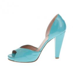 Pre Owned Chloe Blue Patent Peep Toe D'orsay Pumps Size 39