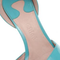 Pre Owned Chloe Blue Patent Peep Toe D'orsay Pumps Size 39