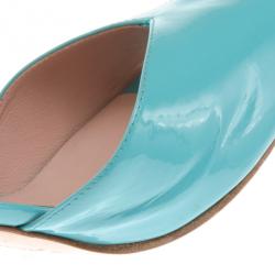 Pre Owned Chloe Blue Patent Peep Toe D'orsay Pumps Size 39
