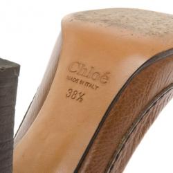 مملوكة مسبقًا Chloe Brown Leather Pumps Size 38.5