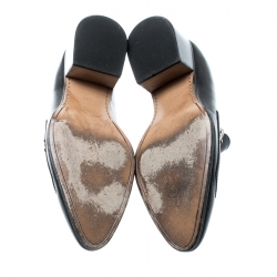 Pre Owned Chloe Black Leather Iumi Block Heel Pumps Size 37.5