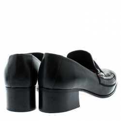 Pre Owned Chloe Black Leather Iumi Block Heel Pumps Size 37.5