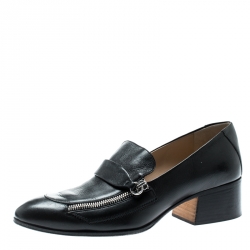 Pre Owned Chloe Black Leather Iumi Block Heel Pumps Size 37.5