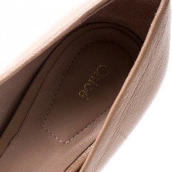 Pre Owned Chloe Beige Leather And Python Block Heel Pumps Size 37.5