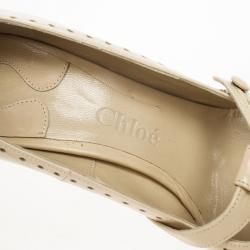 Pre Owned Chloe Cream Leather Cutout Pumps Size 37.5