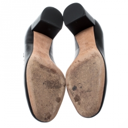 Pre Owned  Chloe Black Leather Lauren Scallop Trim Block Heel Pumps Size 38