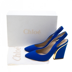 Pre Owned Chloe Blue Suede Slingback Sandals Size 38.5