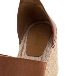  Chloe Brown Suede Leather Espadrille Ankle Strap Wedge Platform Sandals Size 38