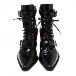 Pre Owned Chloe Black Leather Rylee Ankle Boots Size 42