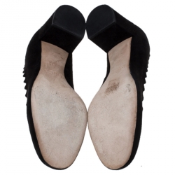 Pre Owned Chloe Black Suede Scalloped Pump Size 37.5