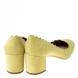 Pre Owned Chloe Yellow Suede Lauren Scalloped Pumps Size 39