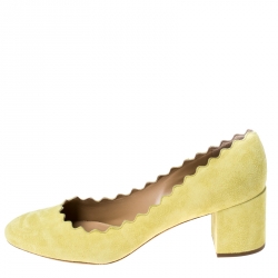 Pre Owned Chloe Yellow Suede Lauren Scalloped Pumps Size 39