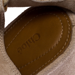 Chloé Beige Suede Gladiator Lace Up Tall Wedge Sandals Size 36