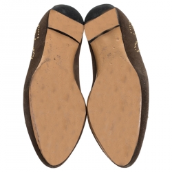Chloe Brown Suede Anatolia Studded Ballet Flats Size 39