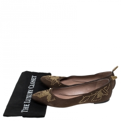 Chloe Brown Suede Anatolia Studded Ballet Flats Size 39