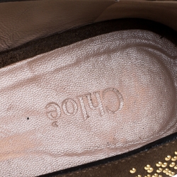 Chloe Brown Suede Anatolia Studded Ballet Flats Size 39
