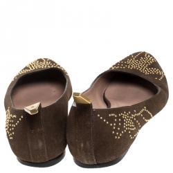 Chloe Brown Suede Anatolia Studded Ballet Flats Size 39