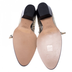 Pre Owned Chloe Gold Leather Suzanna Studded Ankle Boots Size 41