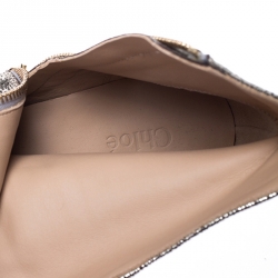 Pre Owned Chloe Gold Leather Suzanna Studded Ankle Boots Size 41