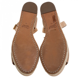 Pre Owned Chloe Beige Suede Scalloped Trim Lauren Ankle Wrap Flatform Espadrille Sandals Size 40