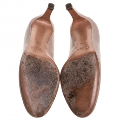 Pre Owned Chloe Beige Leather Round Toe Pumps Size 39.5