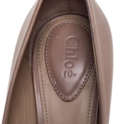 Pre Owned Chloe Beige Leather Round Toe Pumps Size 39.5
