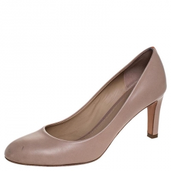 Pre Owned Chloe Beige Leather Round Toe Pumps Size 39.5