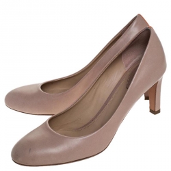 Pre Owned Chloe Beige Leather Round Toe Pumps Size 39.5