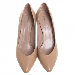 Pre Owned Chloe Beige Leather Becky Pointed Toe Pumps Size 39
