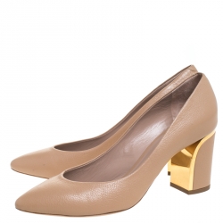 Pre Owned Chloe Beige Leather Becky Pointed Toe Pumps Size 39