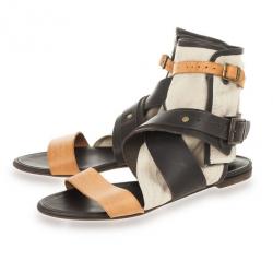 Chloé Multi-strap Leather &amp; Canvas Gladiator Sandals Size 37.5
