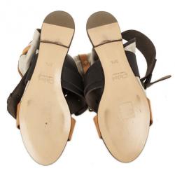 Chloé Multi-strap Leather &amp; Canvas Gladiator Sandals Size 37.5